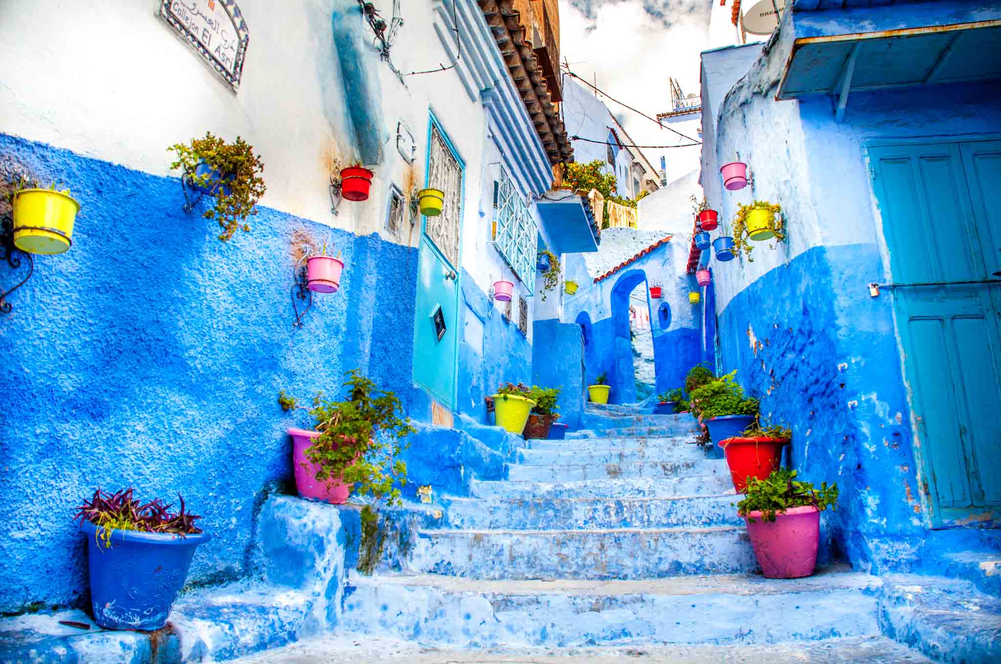 Stepped walkway in the blue city, Chefchaouen