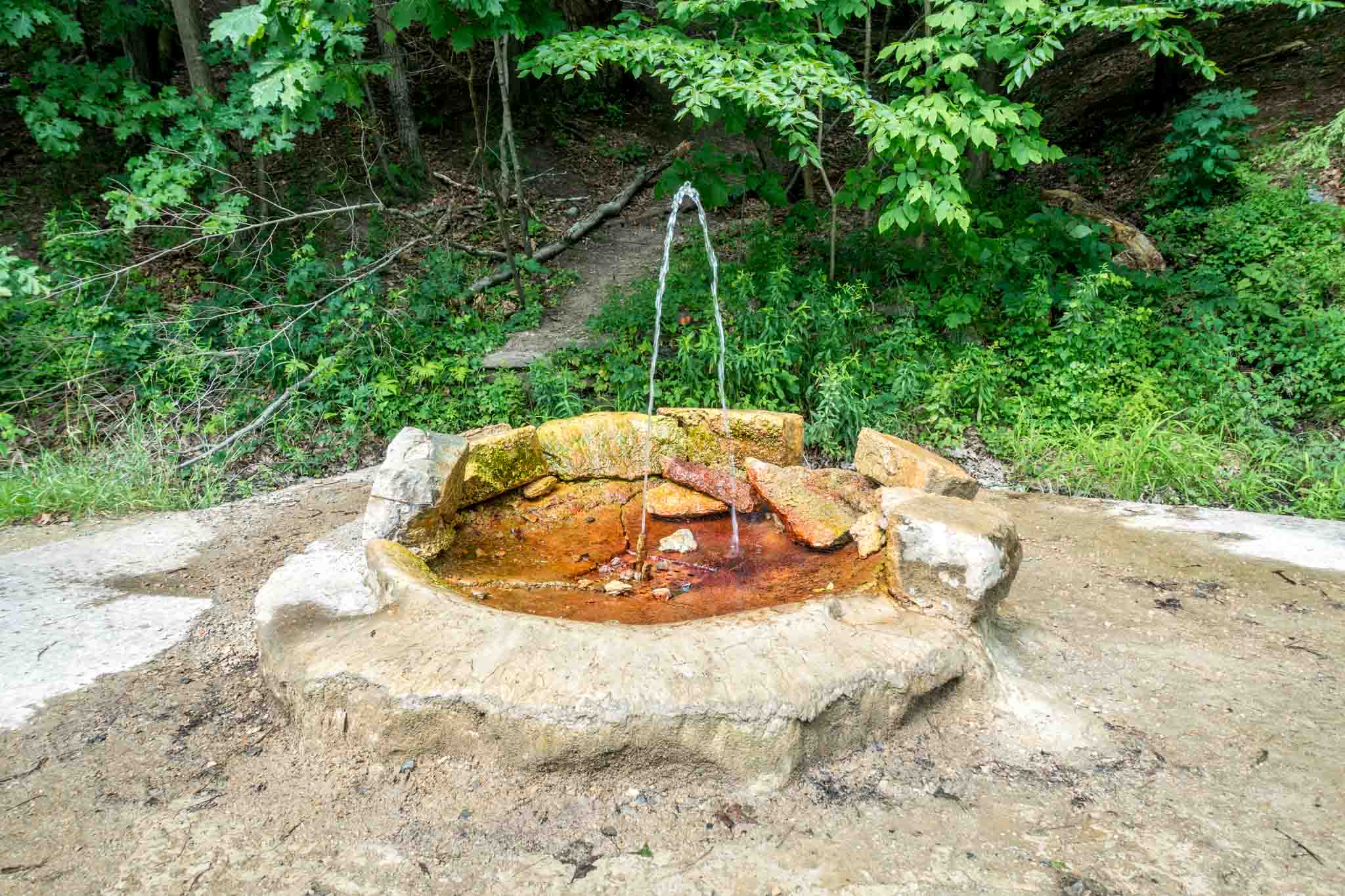 Polaris spring, a natural mineral spring shooting up from the ground
