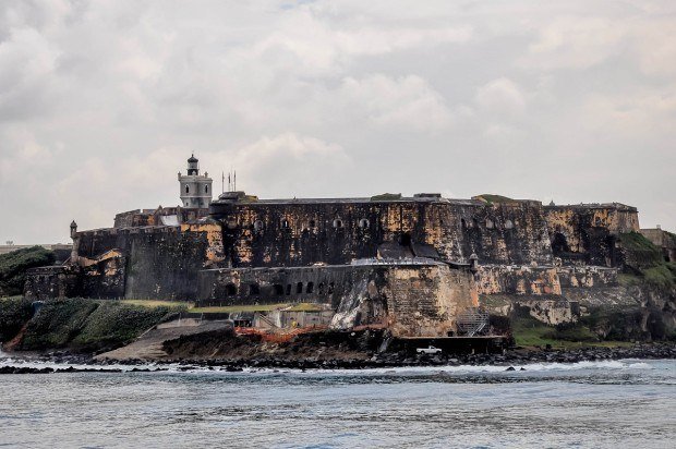Old stone fort on the coast by the ocean