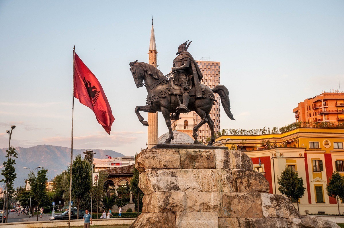 Skanderbeg Square in Tirana, Albania. A visit to the country's capital will be on most people's list for travel to Albania.
