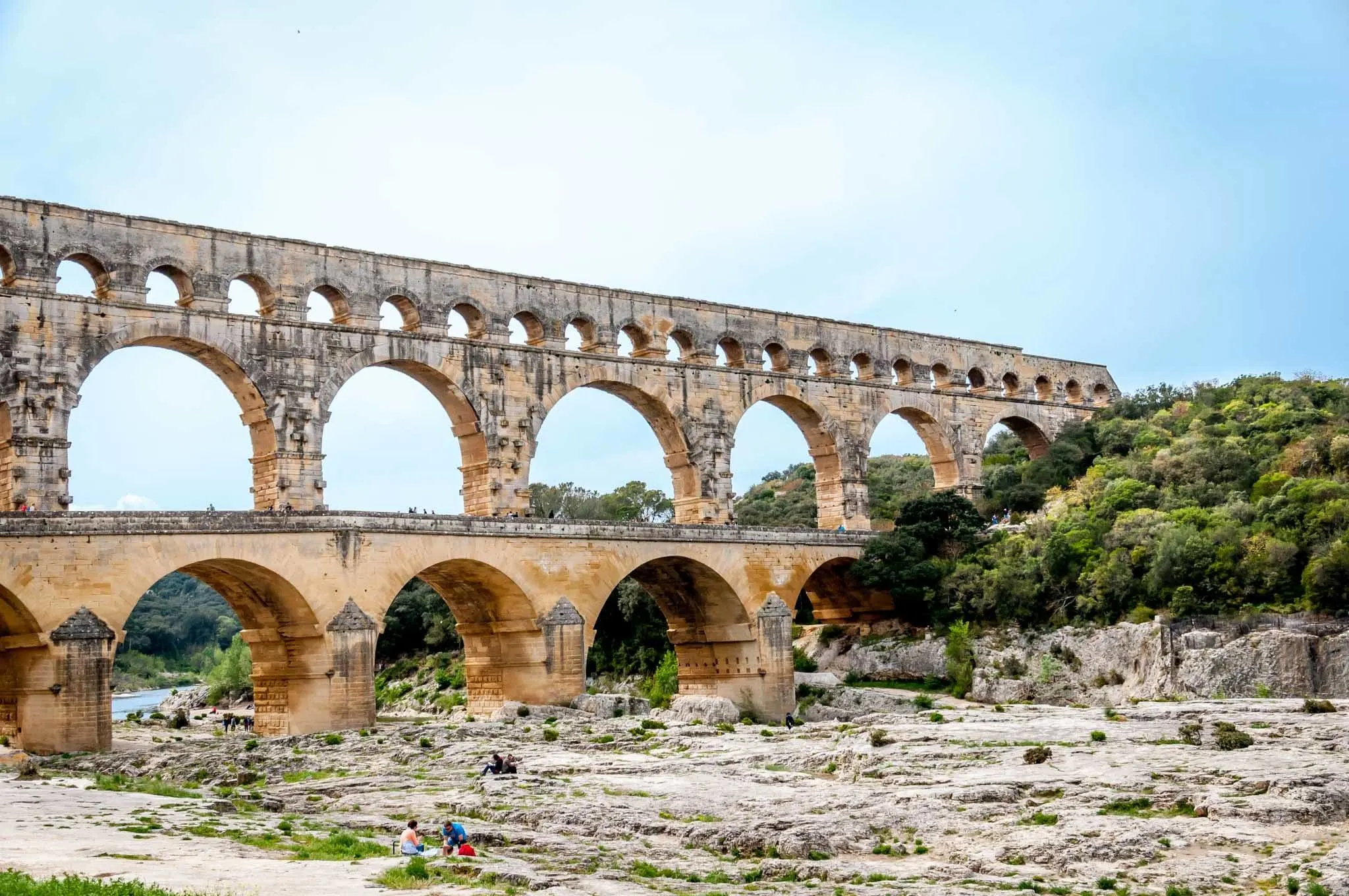 Stone arches of an ancient aqueduct